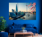 London Cityscape in Spring Canvas Print ArtLexy 3 Panels 36"x24" inches 