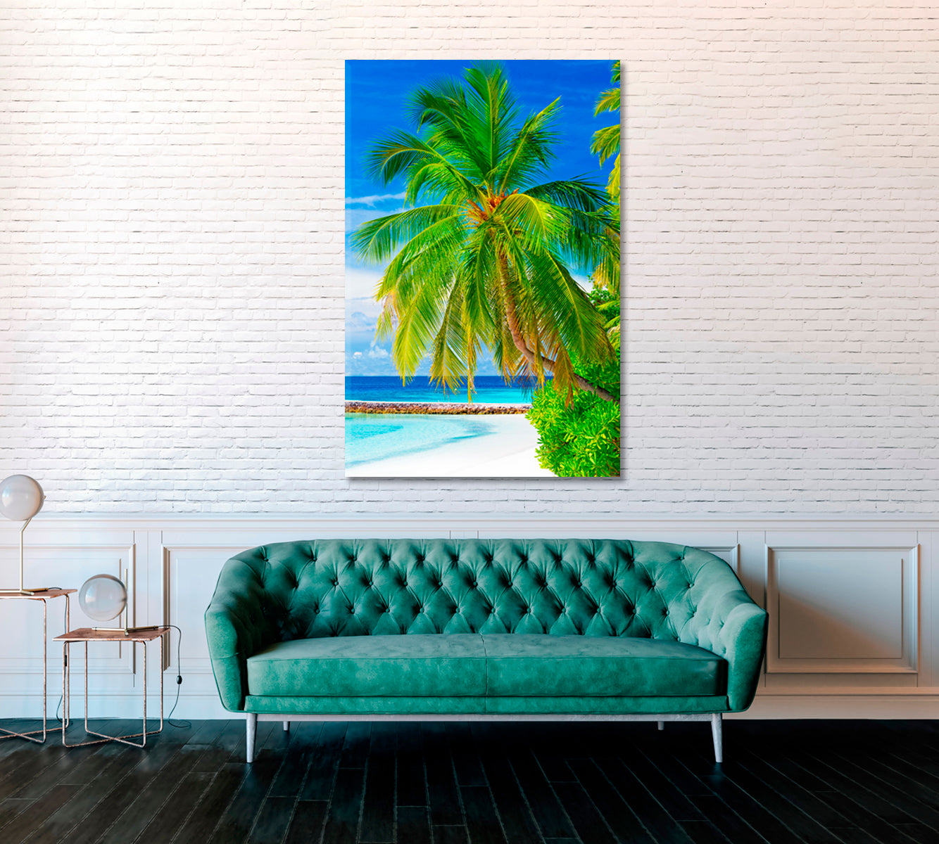 Beautiful Tropical Beach with Palm Trees Canvas Print ArtLexy   