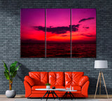 Beautiful Sunset over Ocean Canvas Print ArtLexy 3 Panels 36"x24" inches 