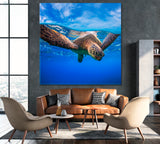 Sea Turtle Underwater Canvas Print ArtLexy 1 Panel 12"x12" inches 