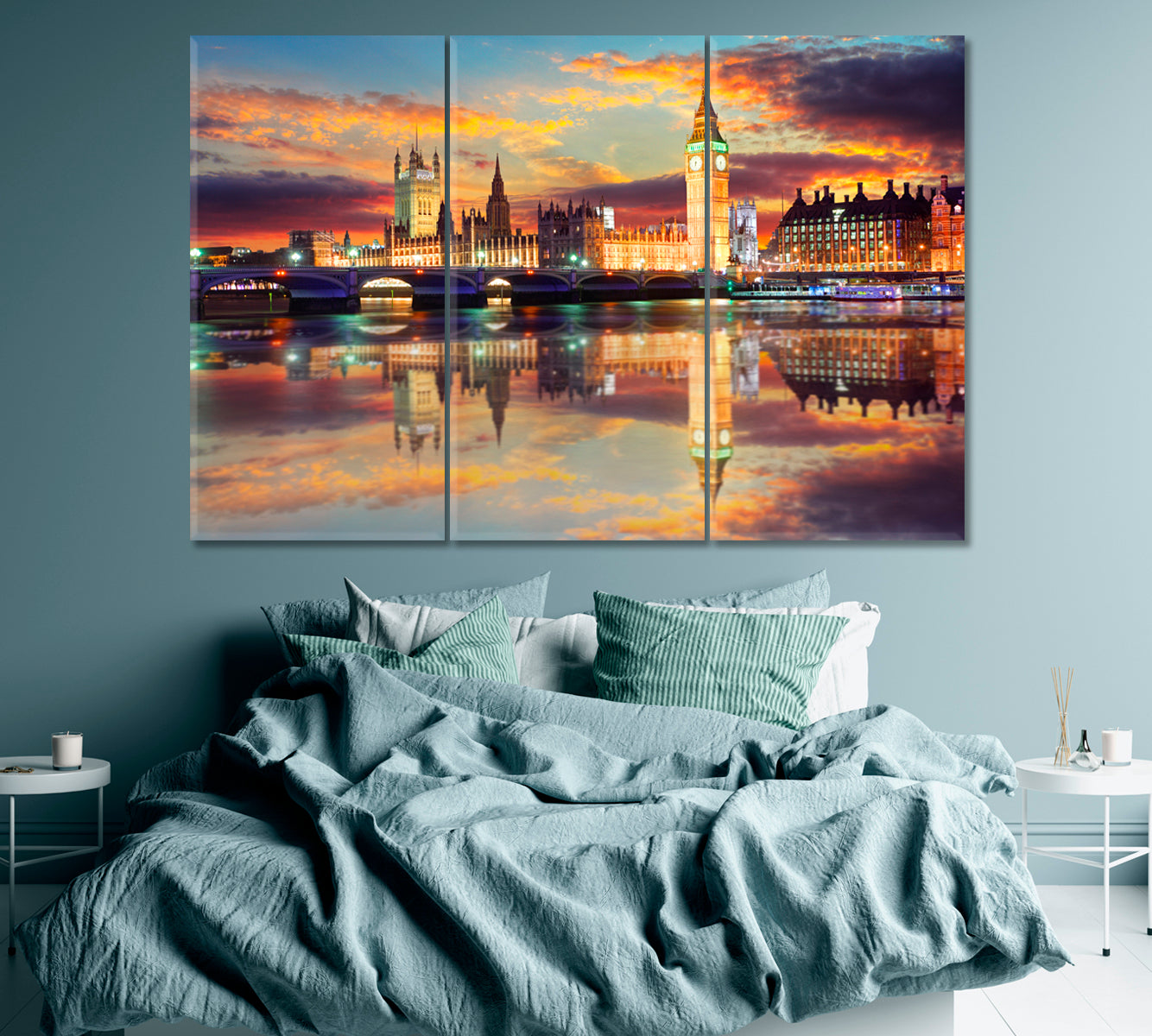 Big Ben and Houses of Parliament London Canvas Print ArtLexy 3 Panels 36"x24" inches 