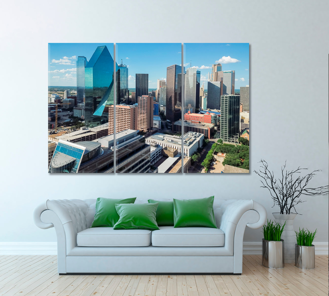 Modern Skyscrapers in Dallas Canvas Print ArtLexy 3 Panels 36"x24" inches 