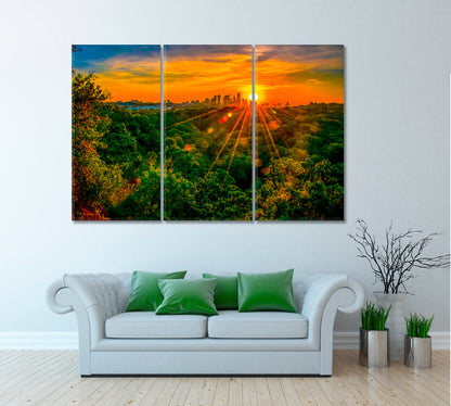 Austin Texas Cityscape with Beautiful Nature Canvas Print ArtLexy 3 Panels 36"x24" inches 