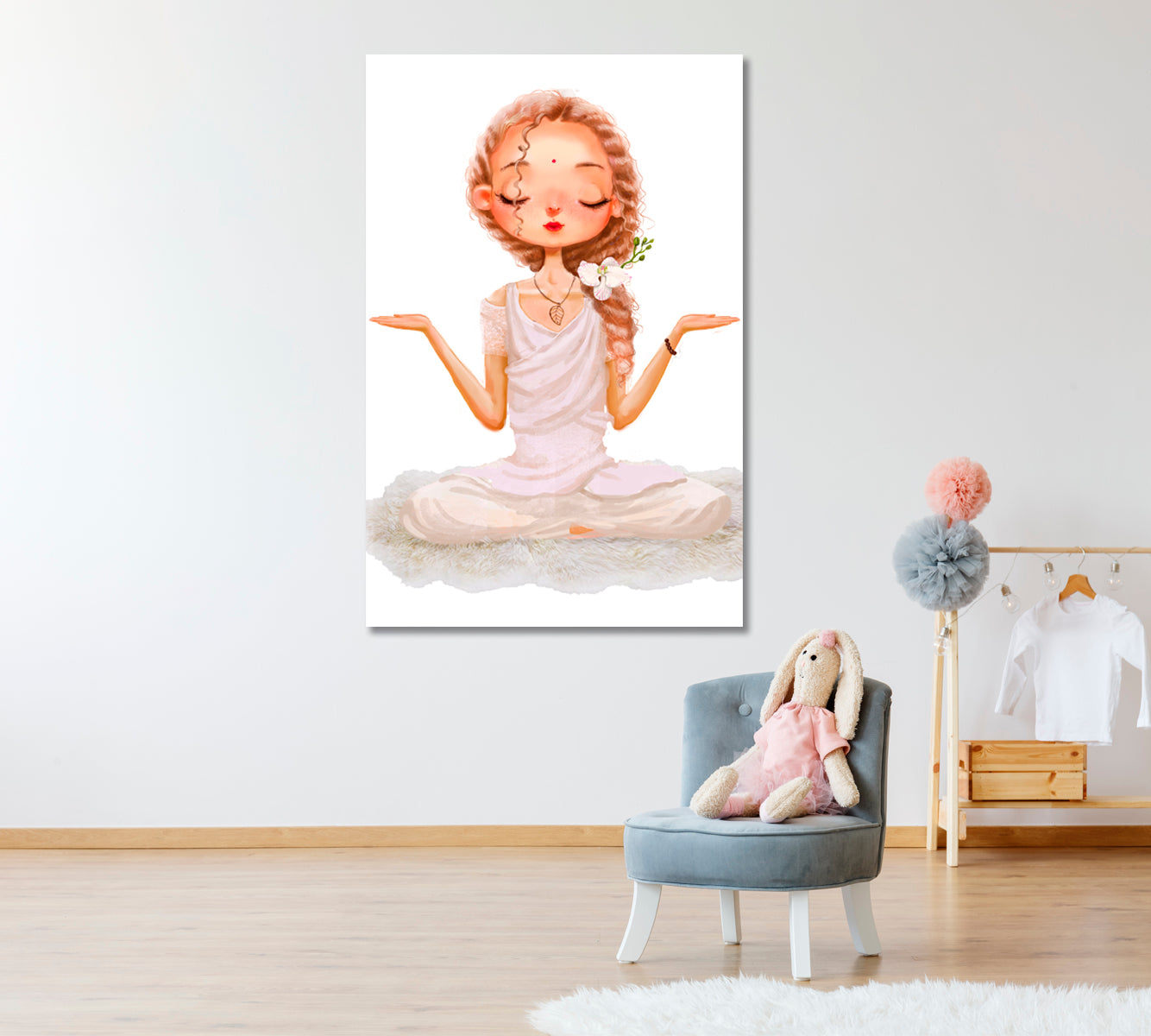 Cute Girl in Yoga Lotus Pose Canvas Print ArtLexy   