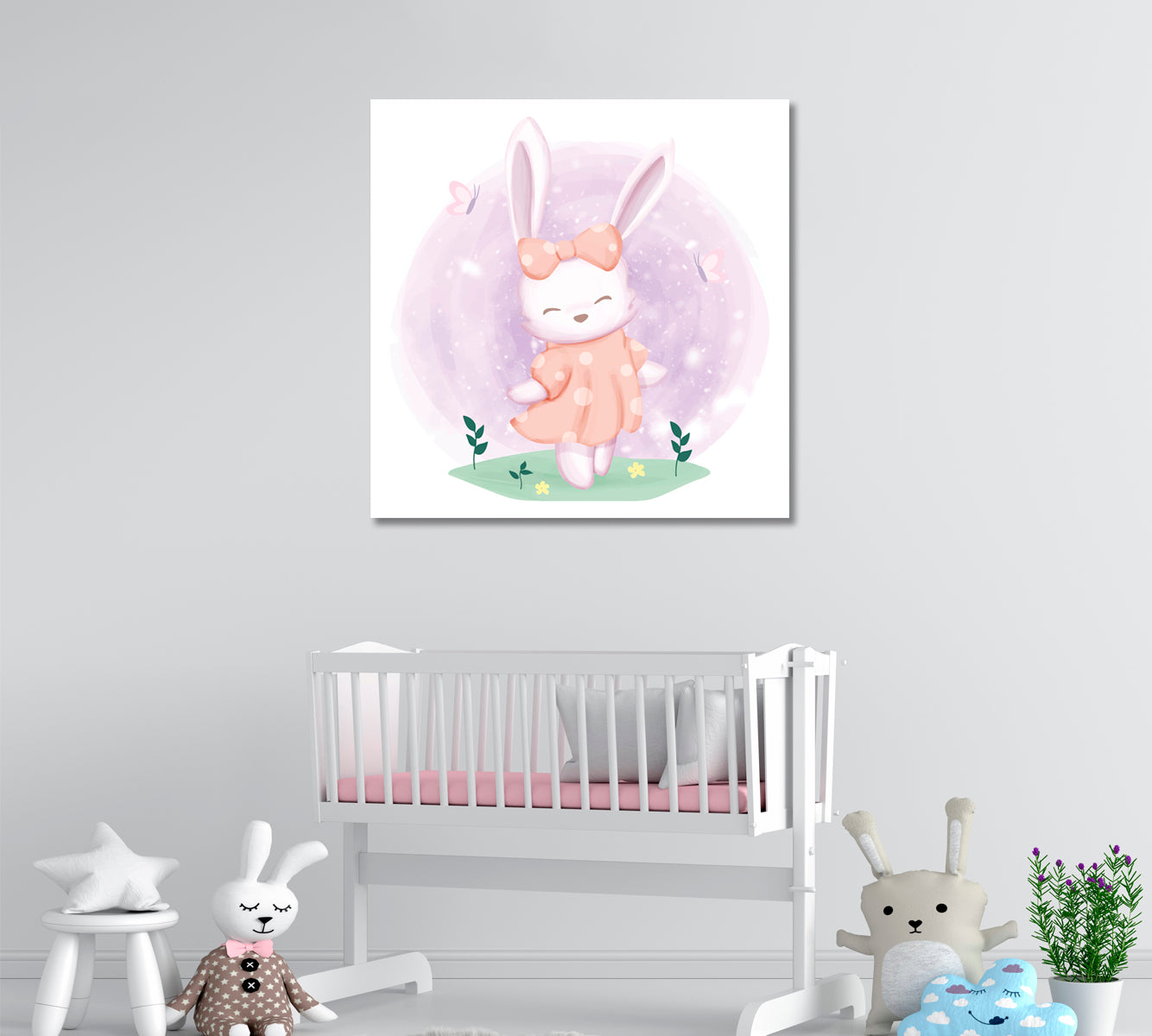 Baby Rabbit in Dress Canvas Print ArtLexy   