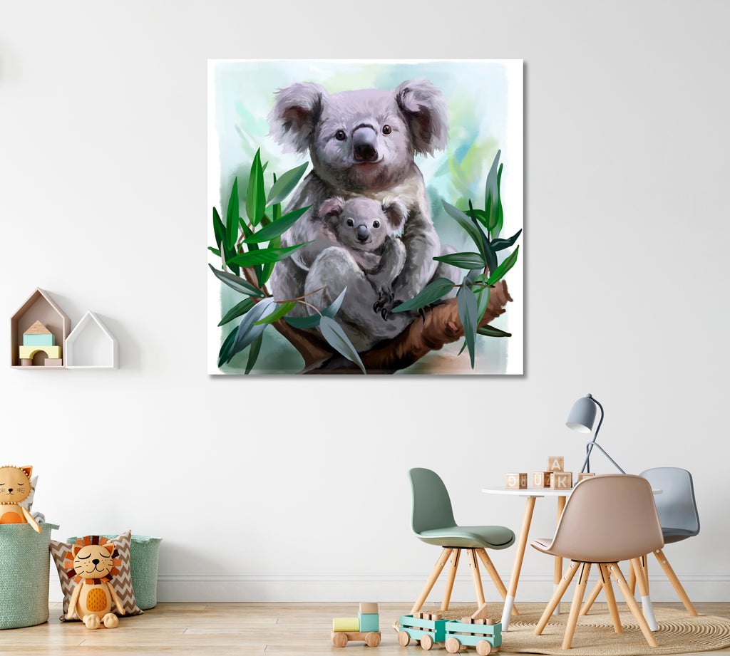Koala Family Canvas Print ArtLexy 1 Panel 12"x12" inches 