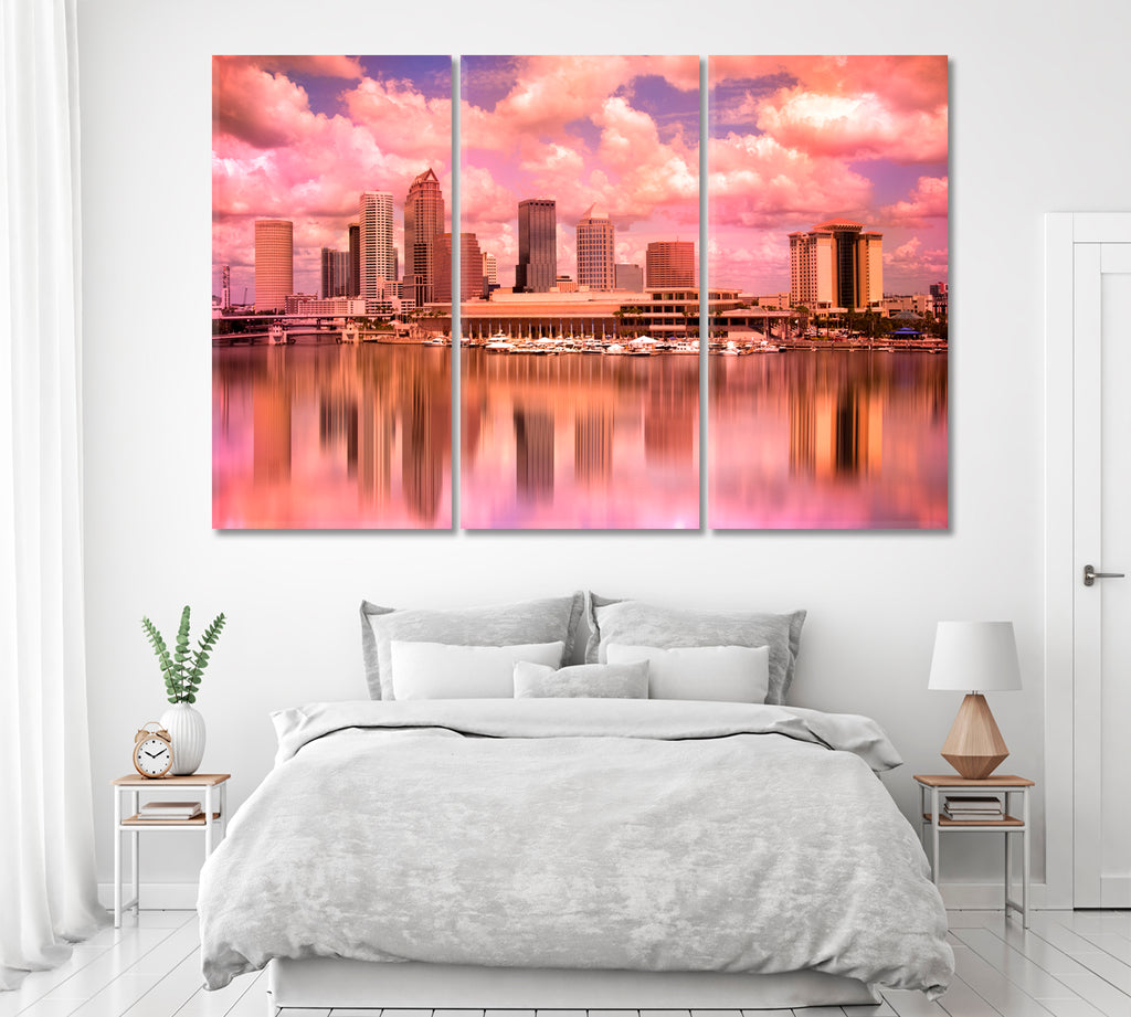 Amazing Sunset Tampa Florida Canvas Print ArtLexy 3 Panels 36"x24" inches 
