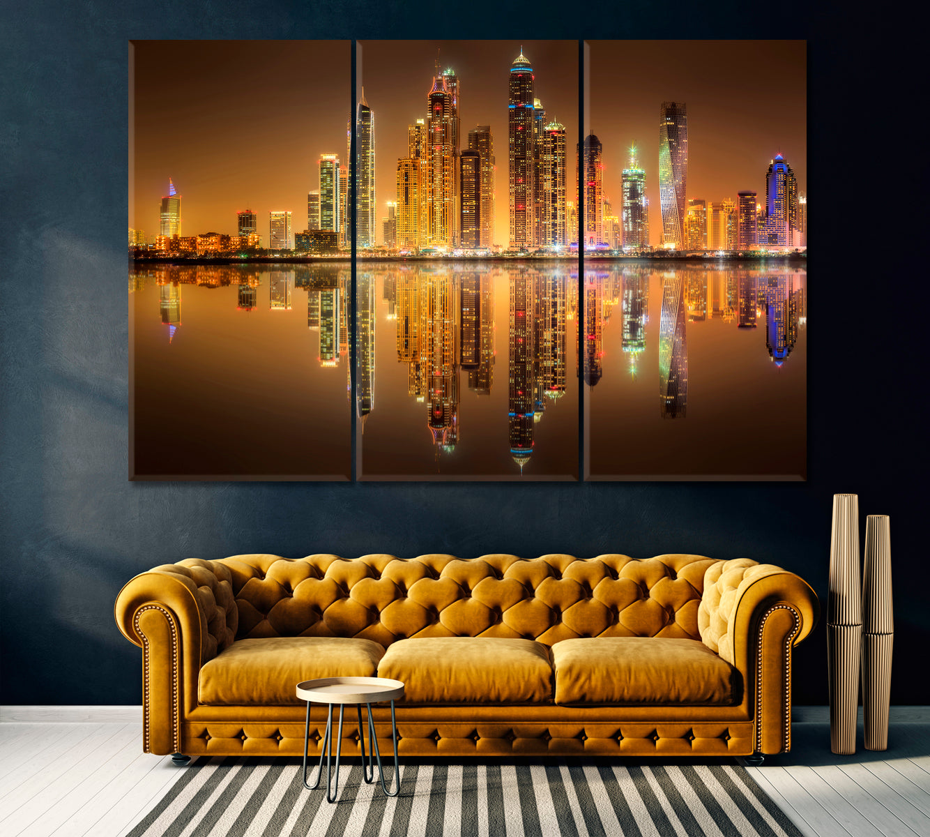 Dubai Marina Bay UAE Canvas Print ArtLexy 3 Panels 36"x24" inches 