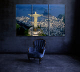 Christ Redeemer Rio de Janeiro Brazil Canvas Print ArtLexy 3 Panels 36"x24" inches 