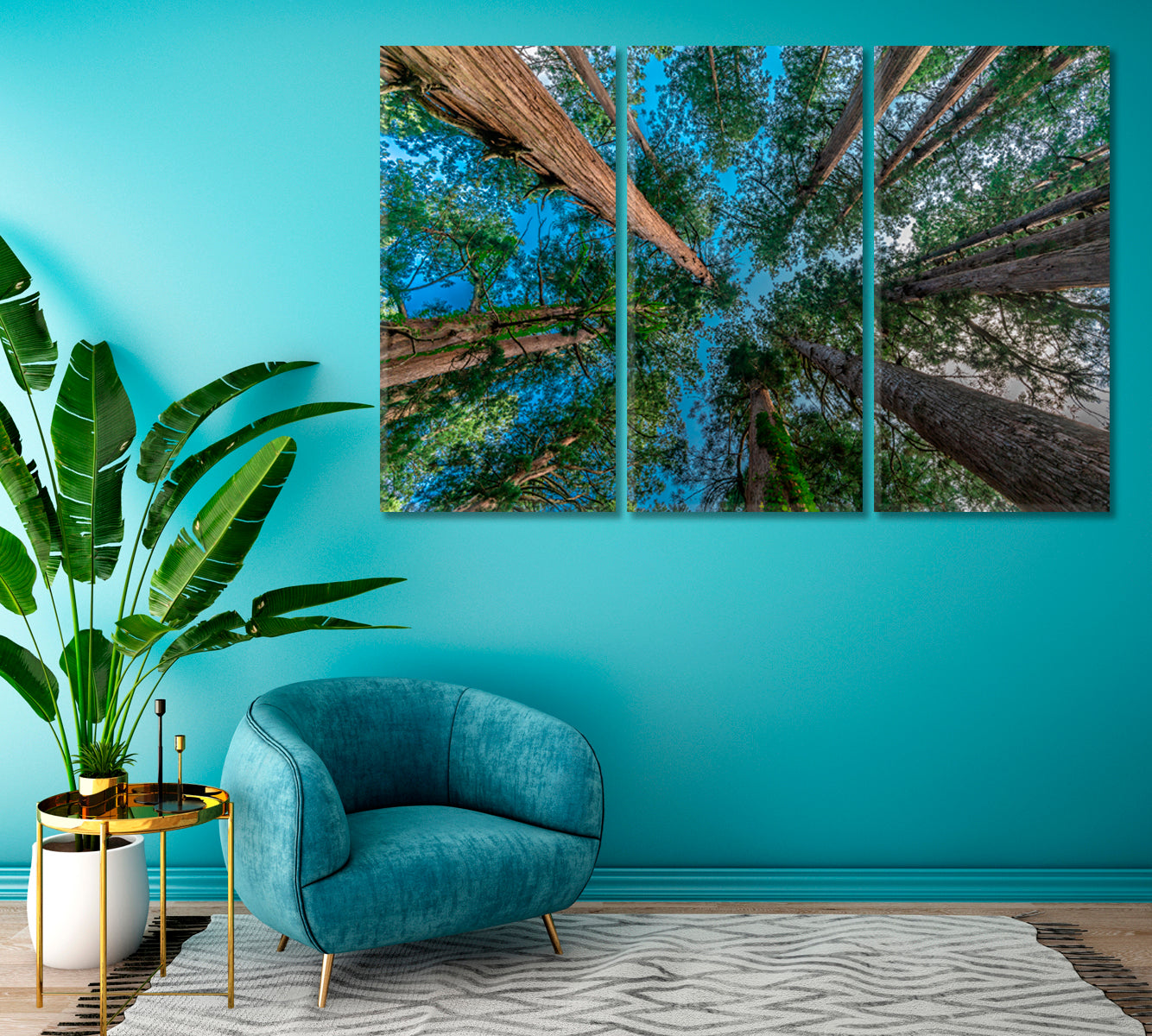 Japanese Cedar Forest at Mount Haguro Canvas Print ArtLexy 3 Panels 36"x24" inches 