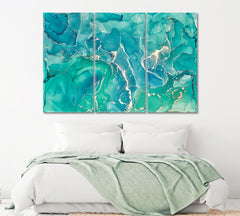 Abstract Green Marble Composition Canvas Print ArtLexy 3 Panels 36"x24" inches 