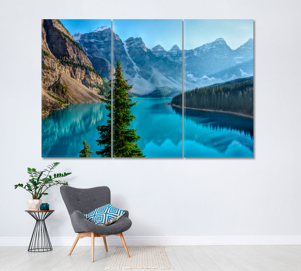 Moraine Lake Banff National Park Canada Alberta Canvas Print ArtLexy 3 Panels 36"x24" inches 