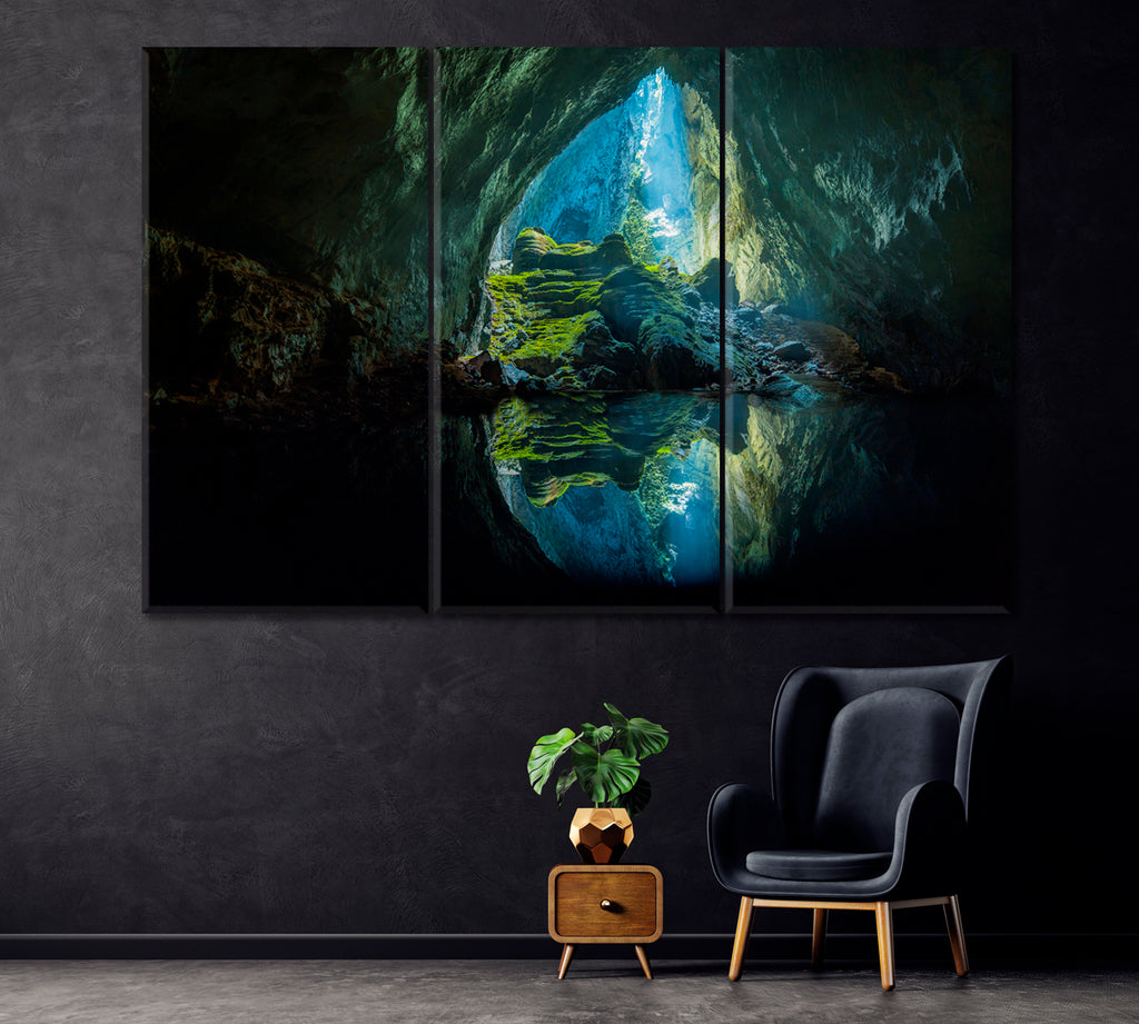 Son Doong Cave Vietnam Canvas Print ArtLexy 3 Panels 36"x24" inches 