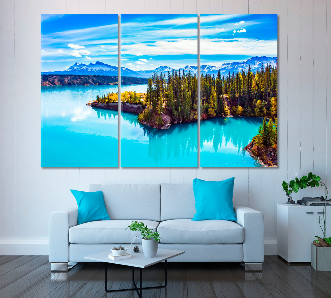 Abraham Lake Alberta Canada Canvas Print ArtLexy 3 Panels 36"x24" inches 