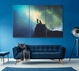 Two Brothers Looking at Stars Canvas Print ArtLexy 3 Panels 36"x24" inches 