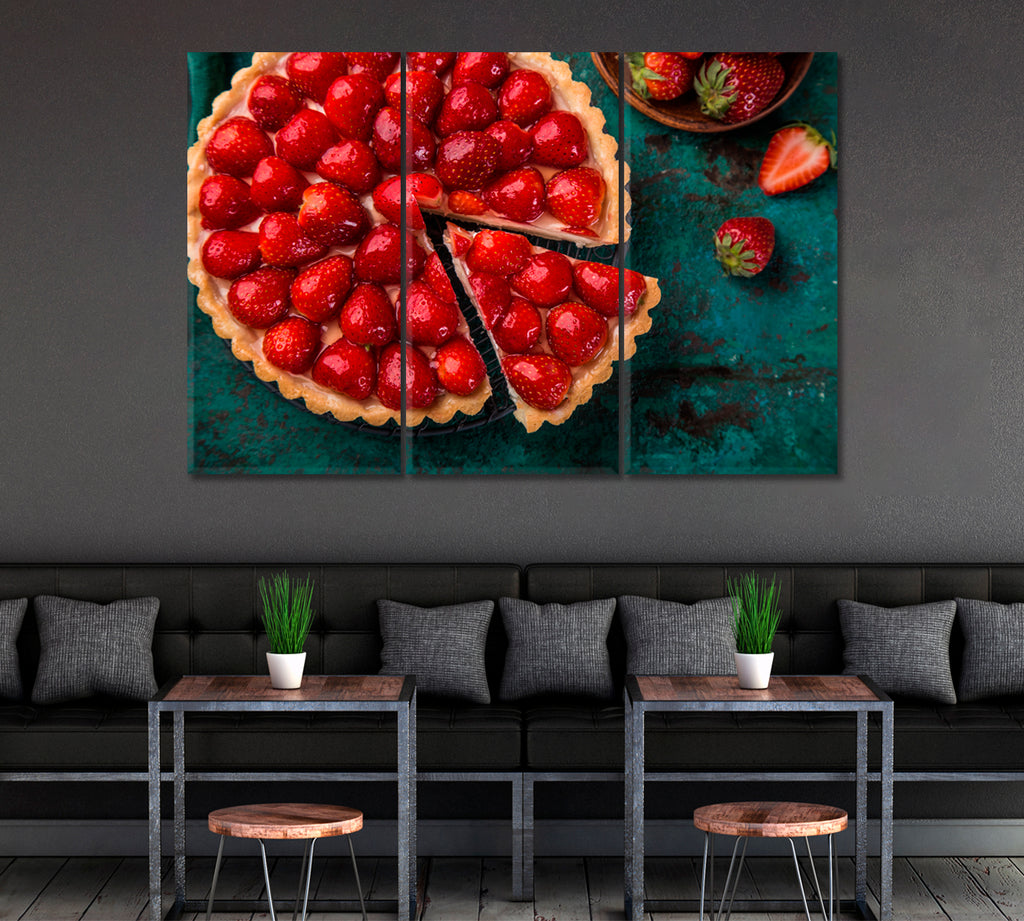 Strawberry Pie Canvas Print ArtLexy 3 Panels 36"x24" inches 