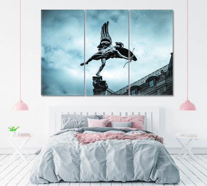 Shaftesbury Memorial Fountain Statue of Eros London Canvas Print ArtLexy 3 Panels 36"x24" inches 