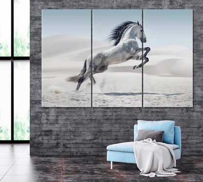 Horse in Desert Canvas Print ArtLexy 3 Panels 36"x24" inches 
