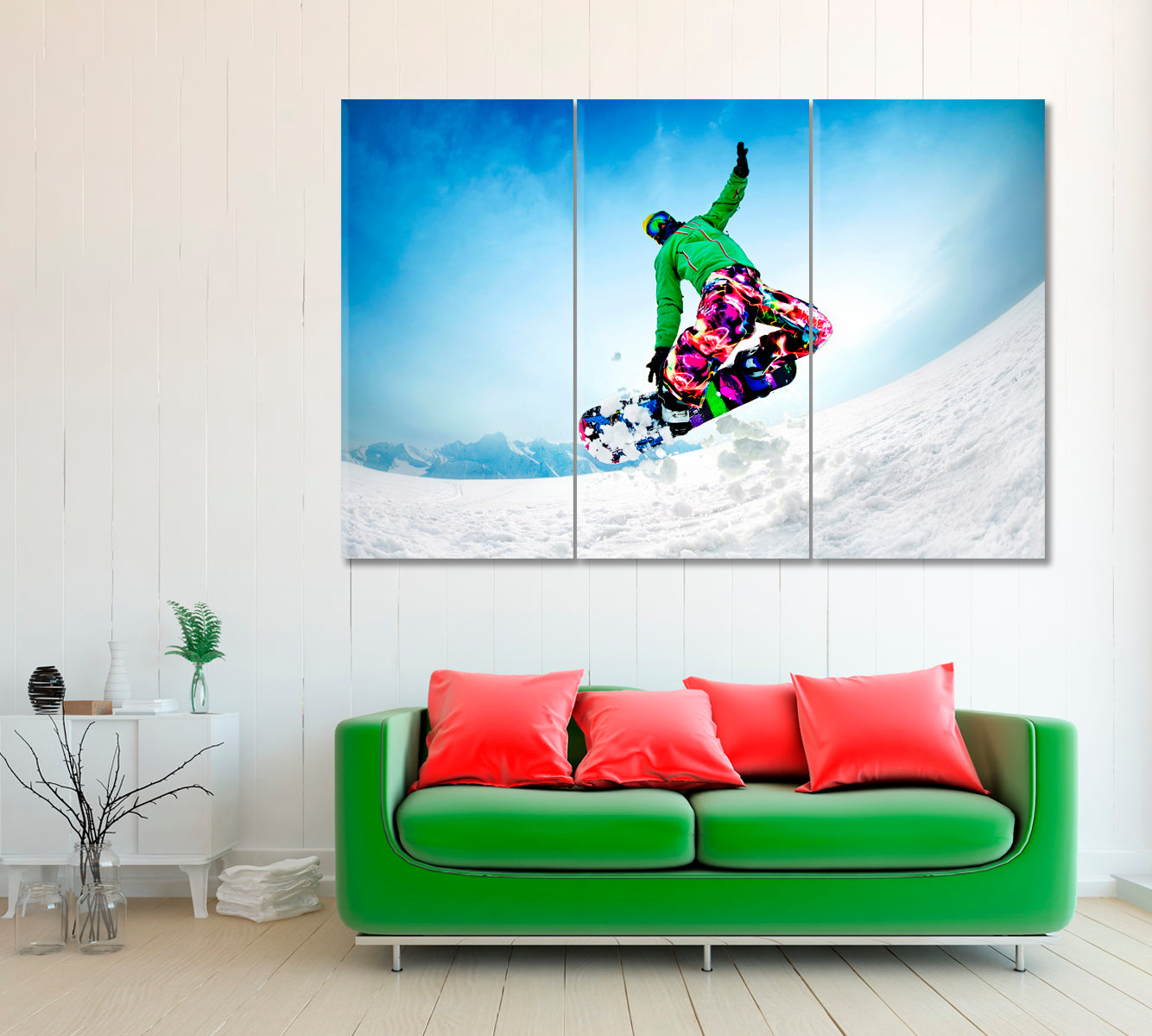 Snowboarder Canvas Print ArtLexy 3 Panels 36"x24" inches 