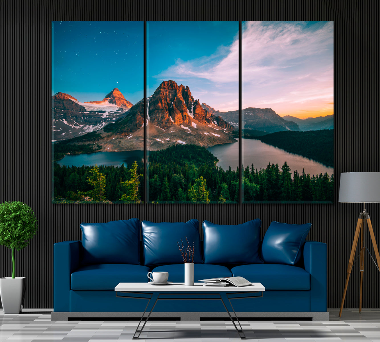 Mount Assiniboine Canvas Print ArtLexy 3 Panels 36"x24" inches 