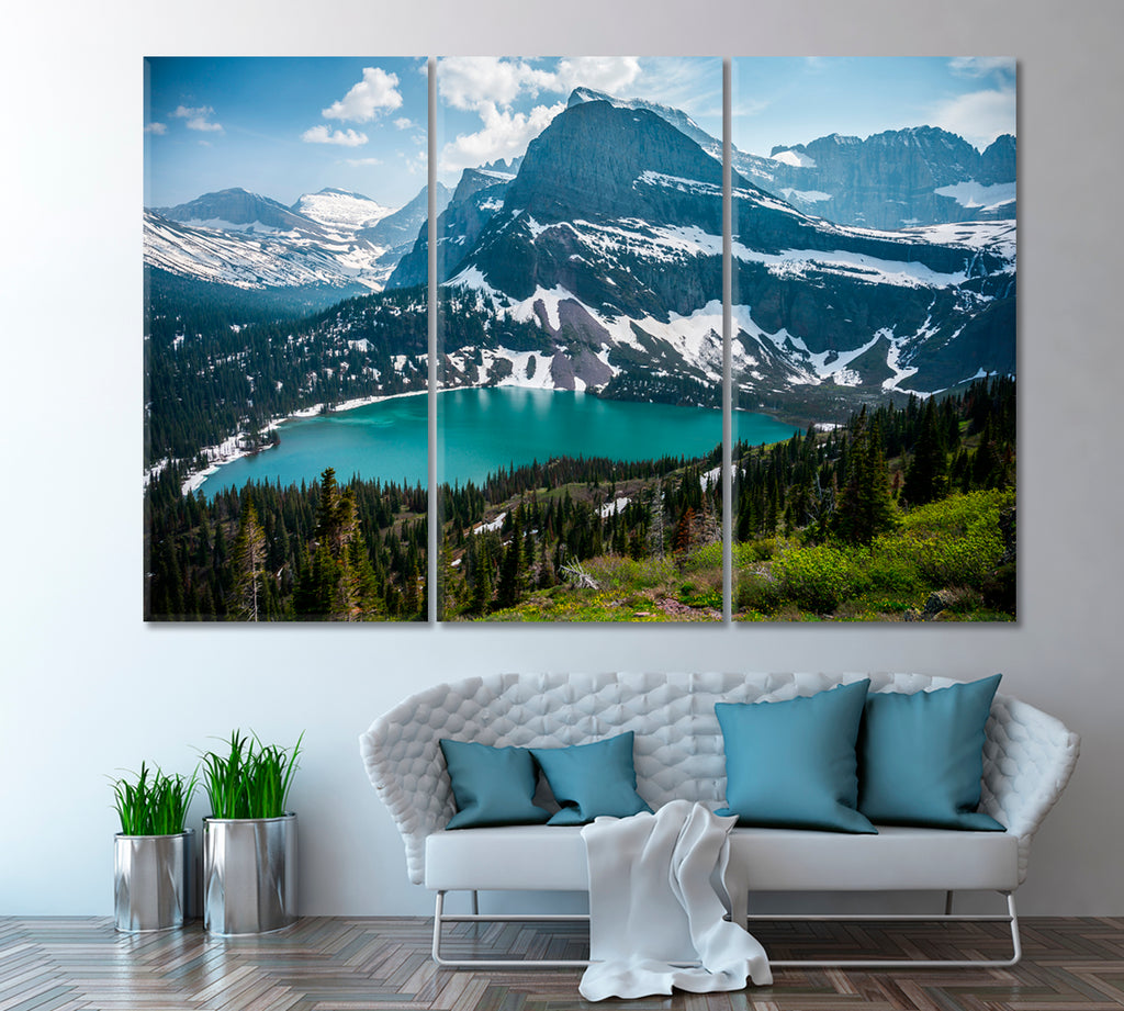 Grinnell Lake in Glacier National Park Montana Canvas Print ArtLexy   