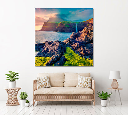 Mulafossur Waterfall Faroe Islands Canvas Print ArtLexy   