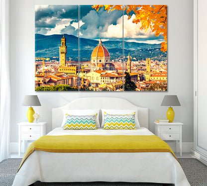 Santa Maria del Fiore Florence Cathedral Italy Canvas Print ArtLexy 3 Panels 36"x24" inches 