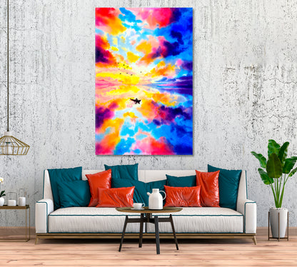 Lake and Colorful Sky with Clouds Canvas Print ArtLexy   
