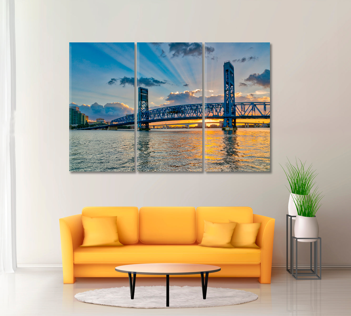 Main Street Bridge Jacksonville Florida Canvas Print ArtLexy 3 Panels 36"x24" inches 