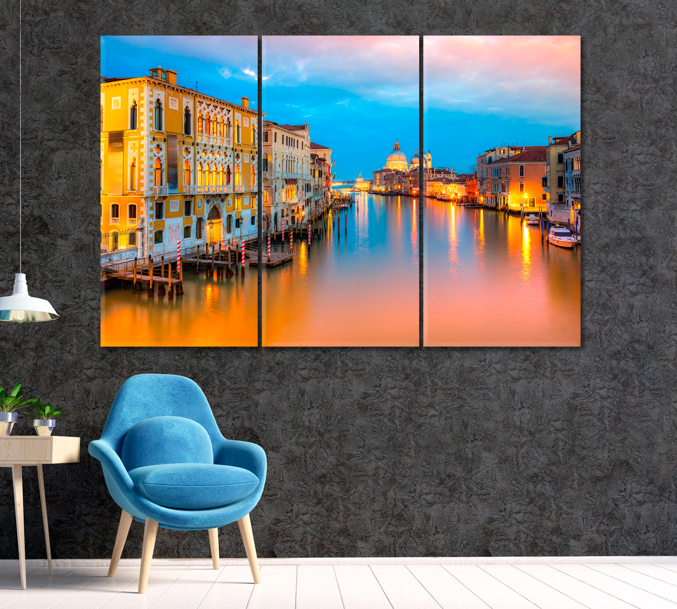 Grand Canal and Santa Maria Della Salute Venice Italy Canvas Print ArtLexy 3 Panels 36"x24" inches 
