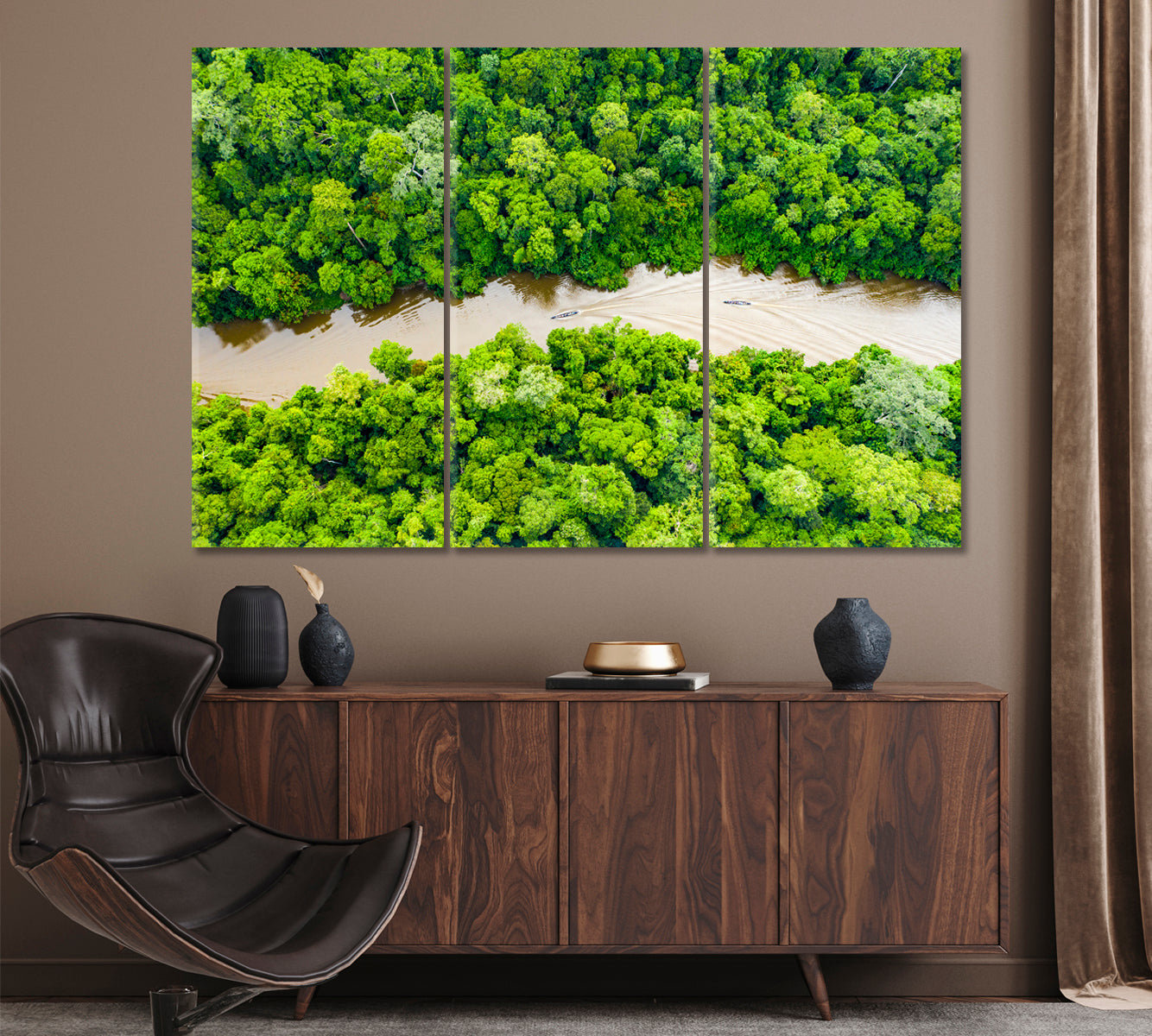 Tropical Rainforest Taman Negara National Park Malaysia Canvas Print ArtLexy 3 Panels 36"x24" inches 