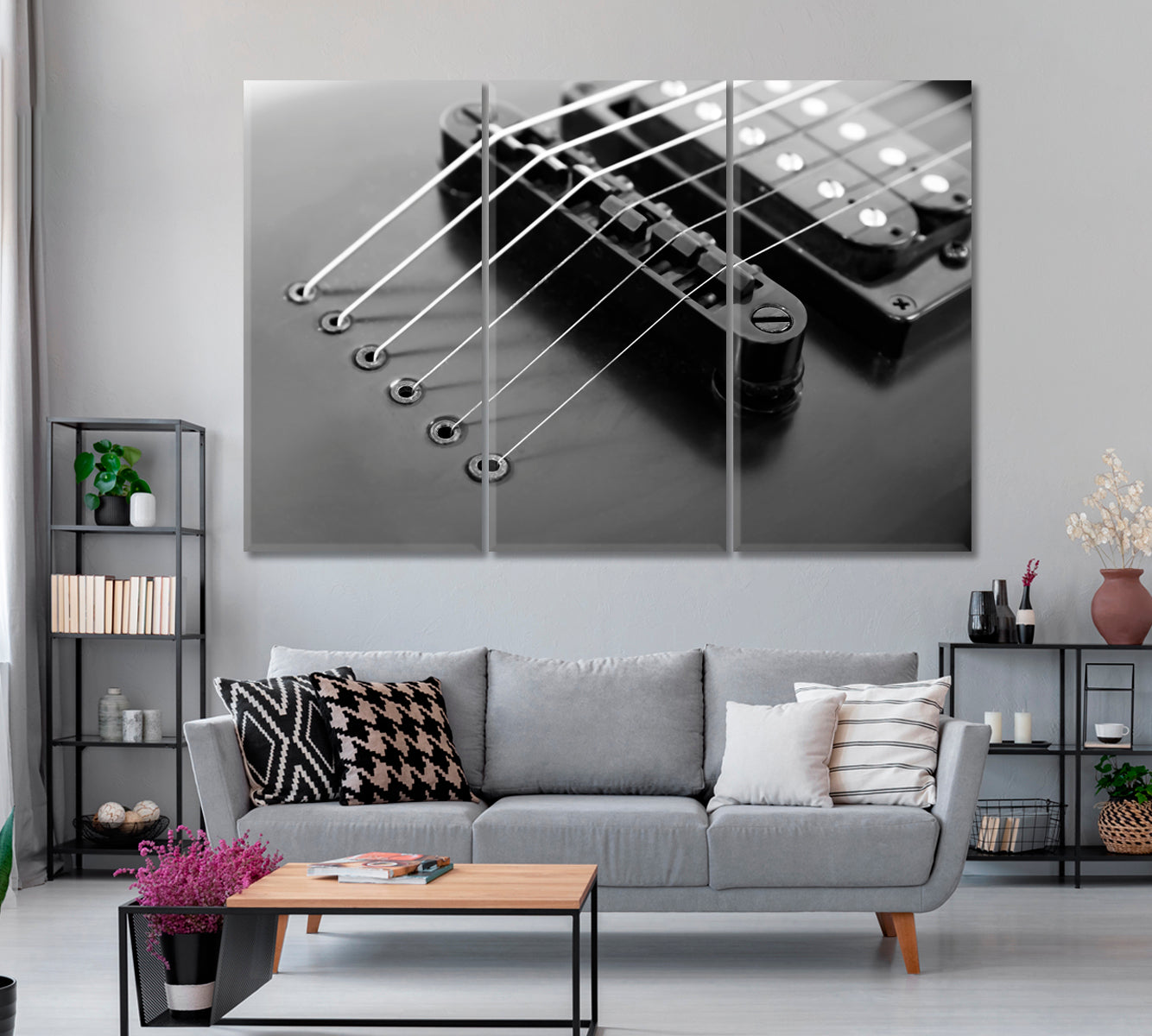 Electric Guitar Strings Canvas Print ArtLexy 3 Panels 36"x24" inches 