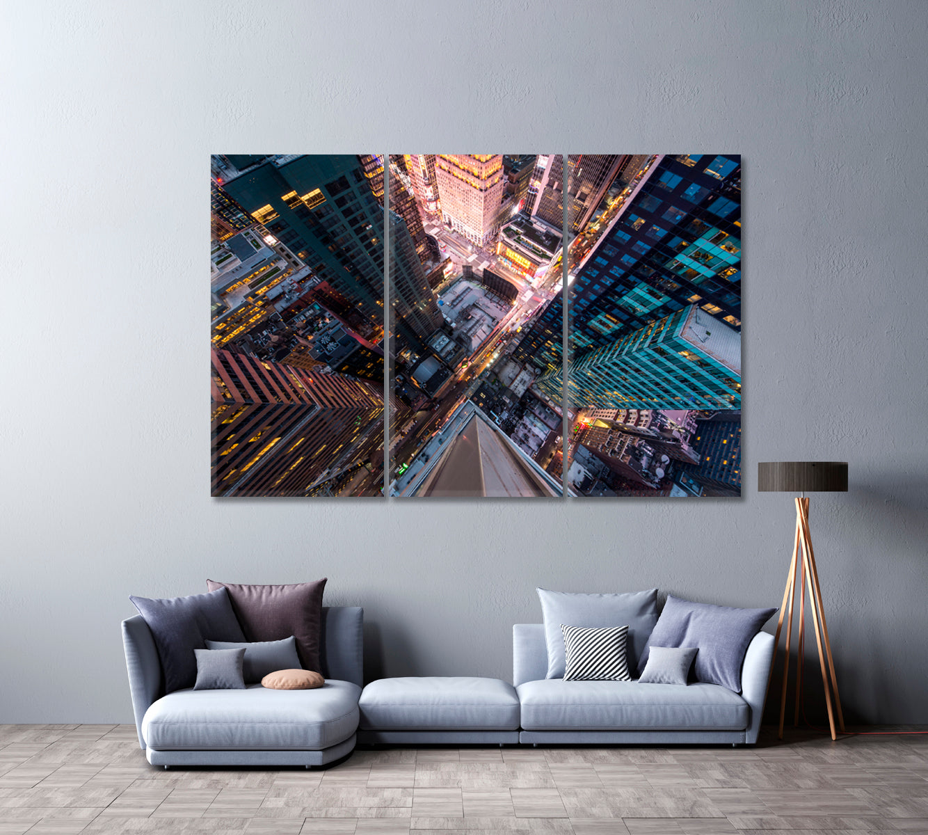 Aerial View New York City with 5th Avenue at Manhattan Canvas Print ArtLexy 3 Panels 36"x24" inches 