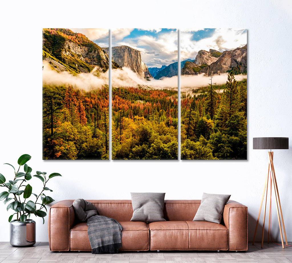 Yosemite National Park Valley California USA Canvas Print ArtLexy 3 Panels 36"x24" inches 