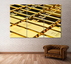 Gold Bars Canvas Print ArtLexy 3 Panels 36"x24" inches 