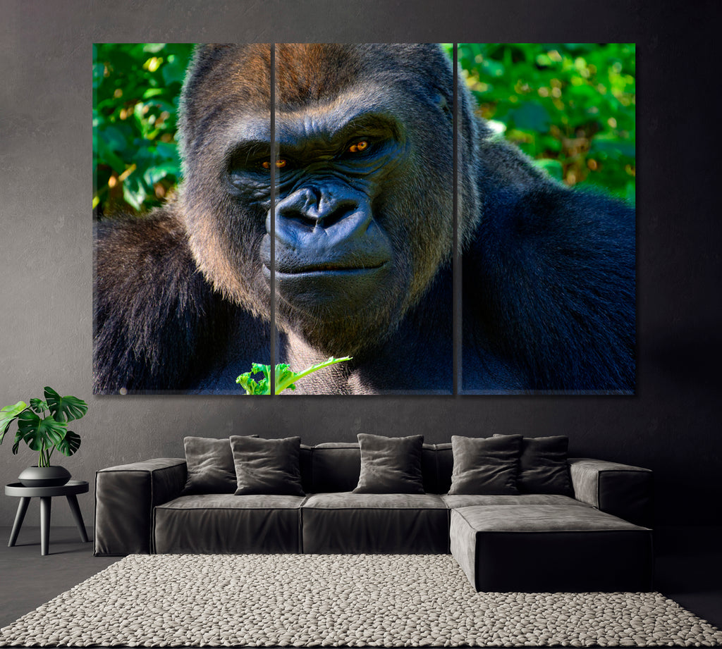 Gorilla Smiles Canvas Print ArtLexy 3 Panels 36"x24" inches 