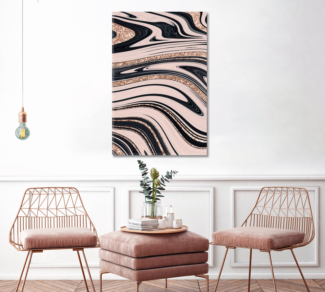 Abstract Beige Marble with Gold Veins Canvas Print ArtLexy   