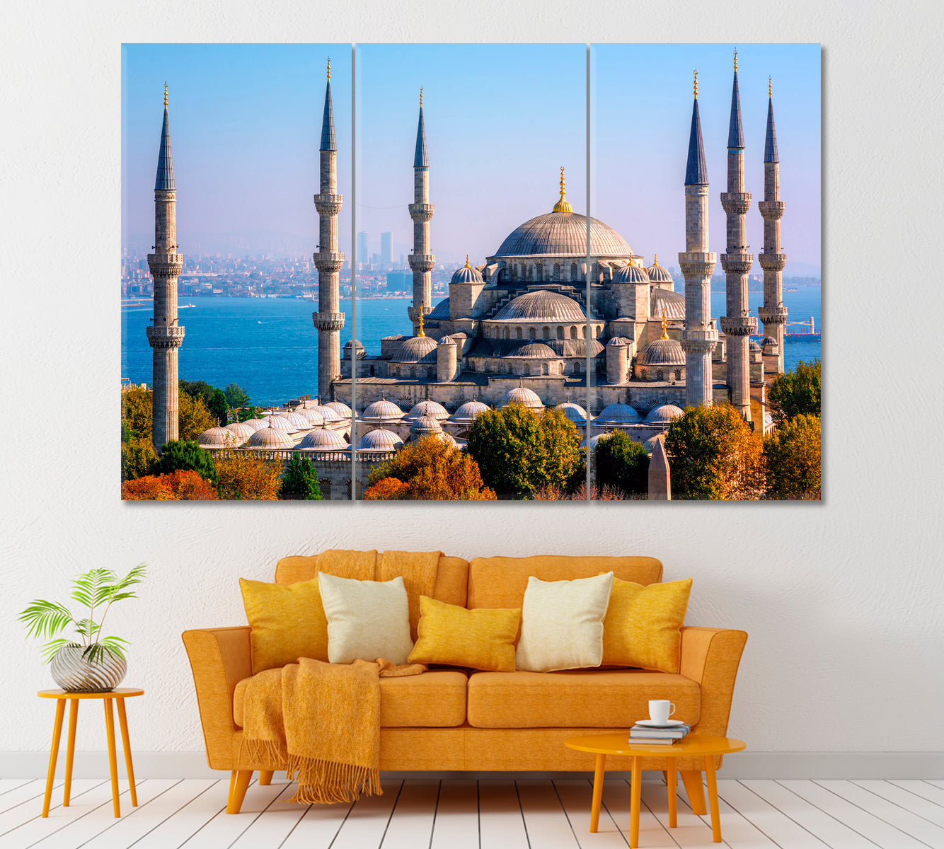 Blue Mosque Istanbul Turkey Canvas Print ArtLexy 3 Panels 36"x24" inches 