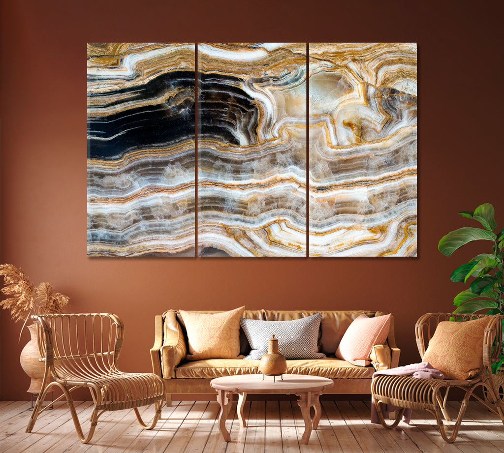 Onyx Marble Stone Canvas Print ArtLexy 3 Panels 36"x24" inches 