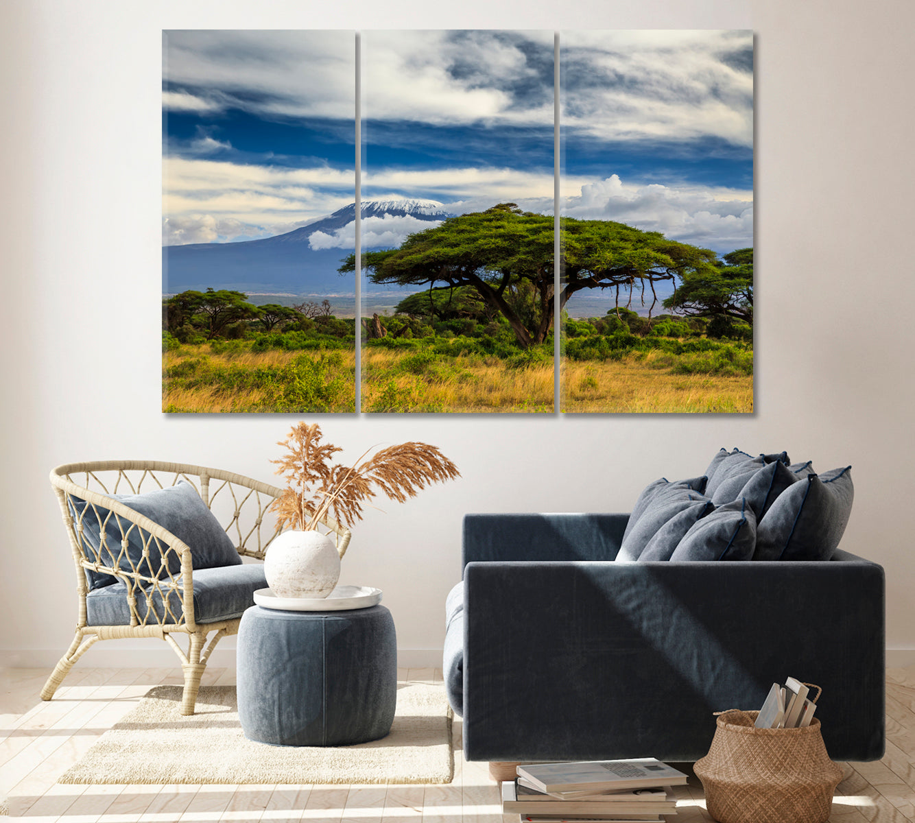 Mount Kilimanjaro Landscape Kenya Africa Canvas Print ArtLexy 3 Panels 36"x24" inches 