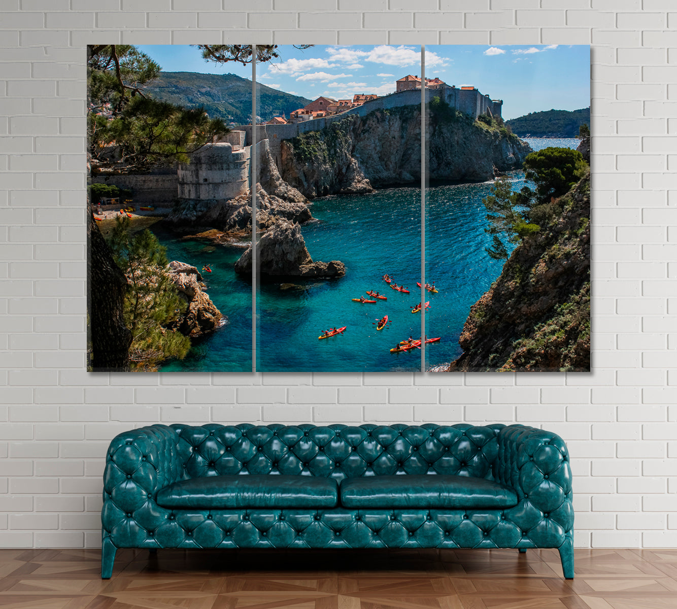 Dubrovnik West Harbor Canvas Print ArtLexy 3 Panels 36"x24" inches 