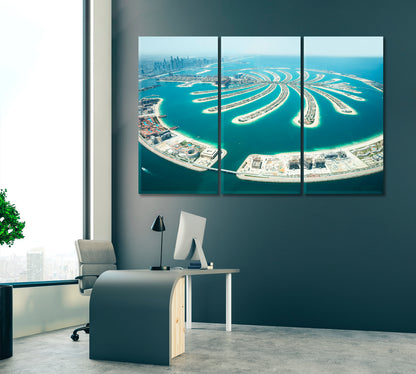 Jumeirah Palm Island Dubai Canvas Print ArtLexy 3 Panels 36"x24" inches 
