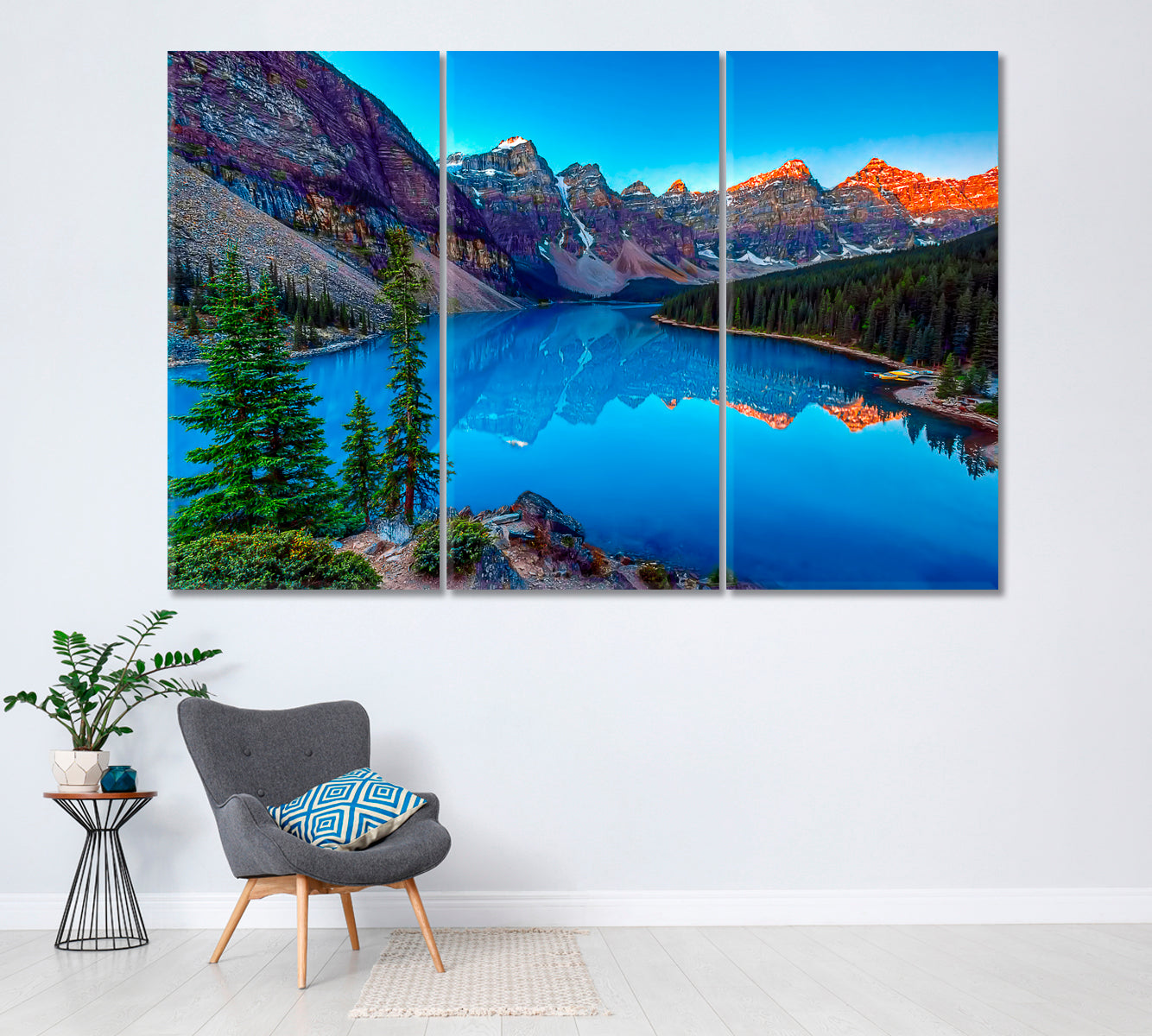 Moraine Lake in Banff National Park Canada Canvas Print ArtLexy 3 Panels 36"x24" inches 