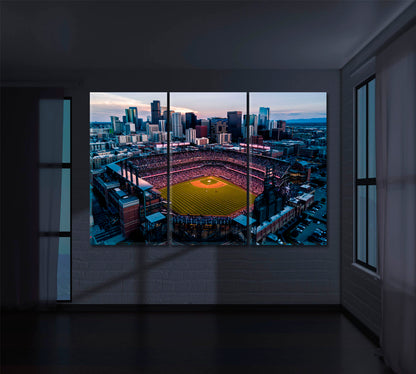 Coors Field and Denver Skyline Canvas Print ArtLexy 3 Panels 36"x24" inches 