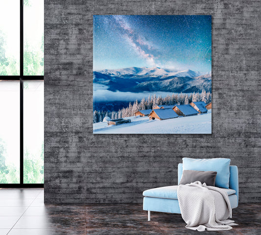 Chalet in Carpathian Mountains Canvas Print ArtLexy 1 Panel 12"x12" inches 