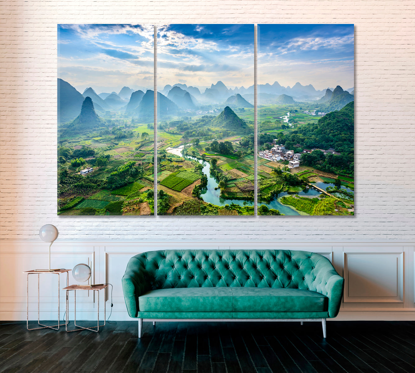 Nature Landscape Guilin China Canvas Print ArtLexy 3 Panels 36"x24" inches 