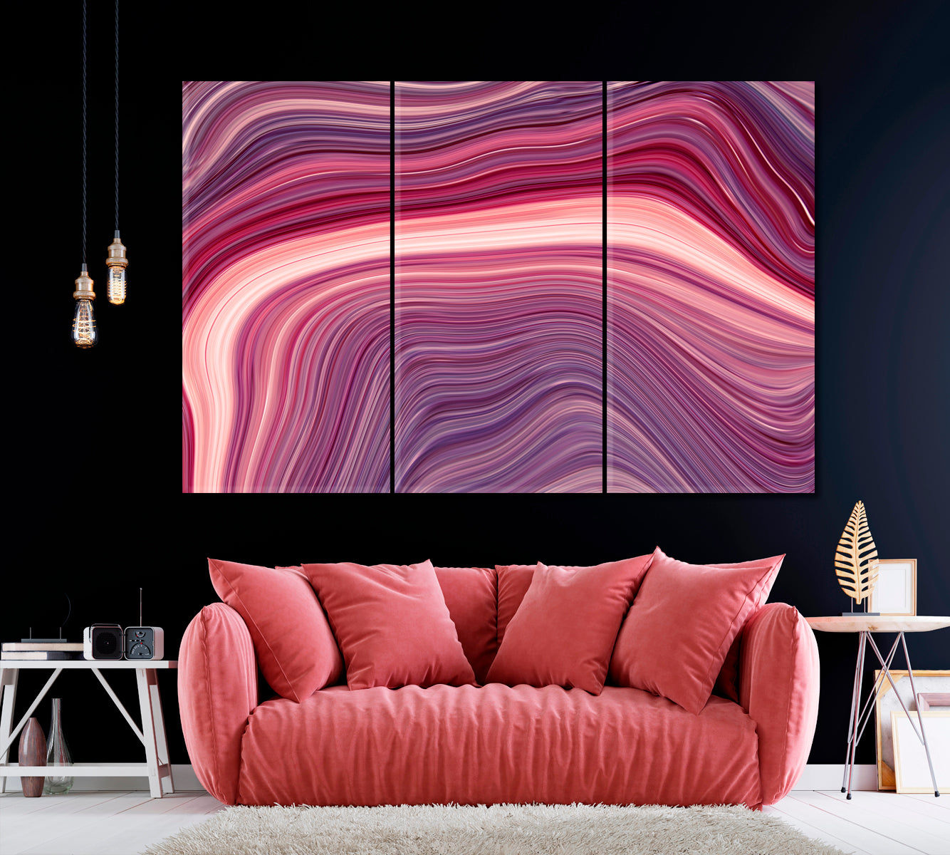 Abstract Marbled Waves Canvas Print ArtLexy 3 Panels 36"x24" inches 