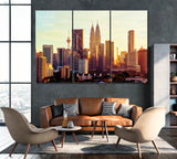 Kuala Lumpur at Sunset Canvas Print ArtLexy 3 Panels 36"x24" inches 
