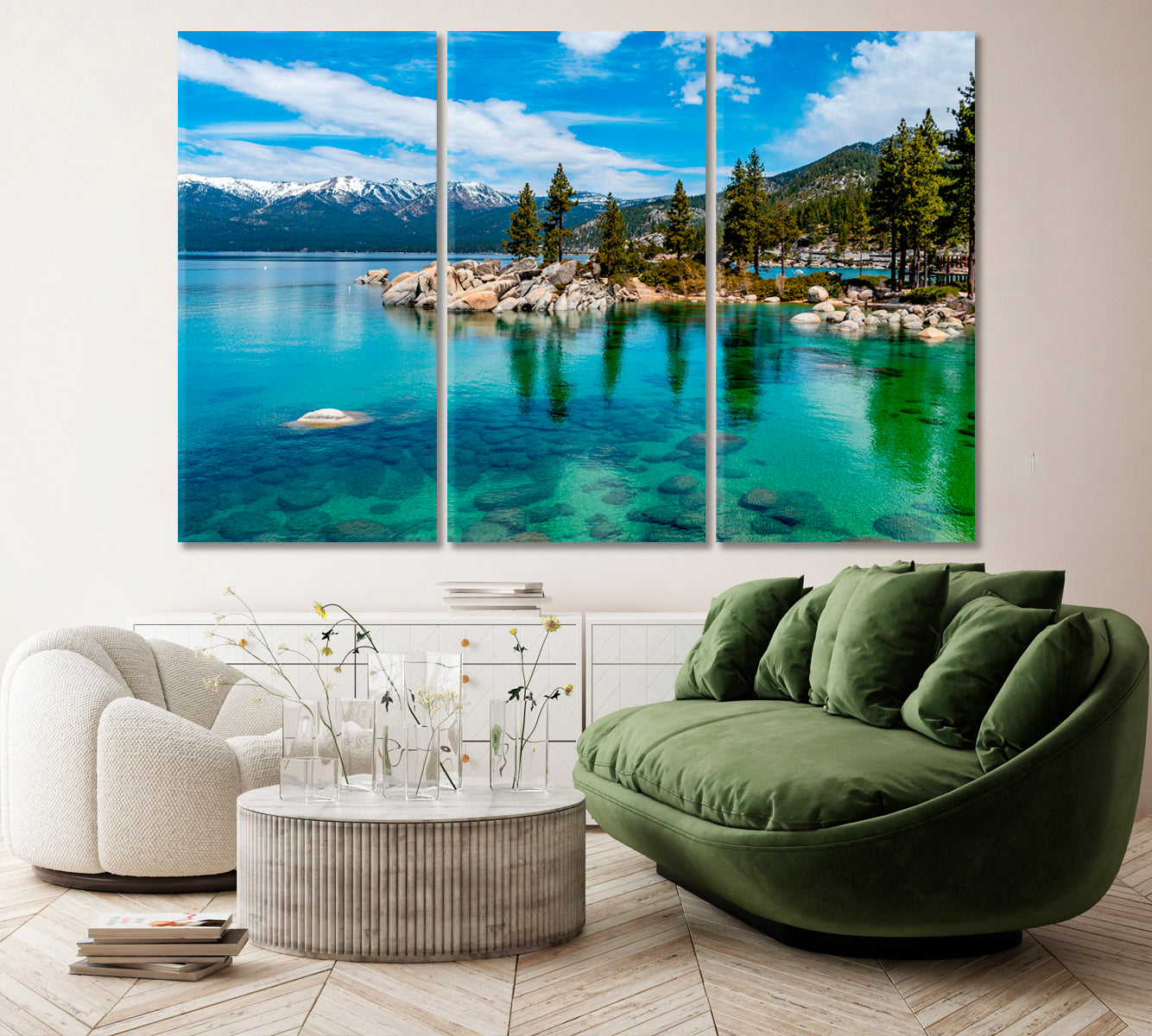 Lake Tahoe United States Canvas Print ArtLexy 3 Panels 36"x24" inches 