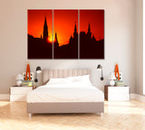 Silhouette of Moscow Kremlin at Sunset Canvas Print ArtLexy 3 Panels 36"x24" inches 
